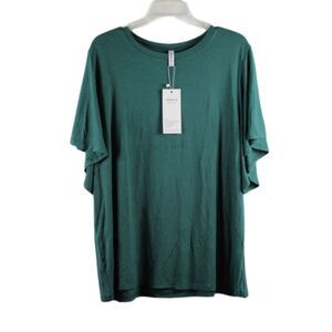 Koaiz Green Women's Tunic Top Blouse Short Sleeve Pullover Size 2XL 028